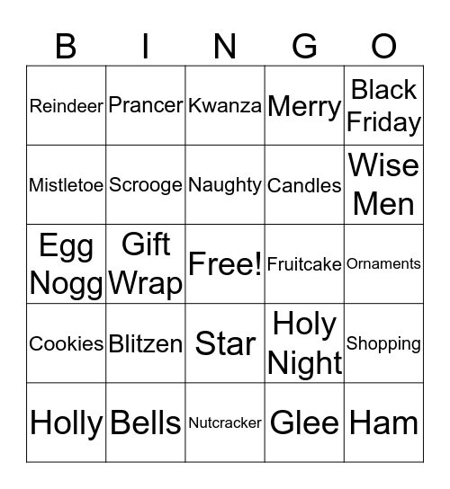 Holiday Bingo Card