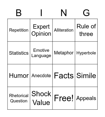 Persuasive Techniques! Bingo Card