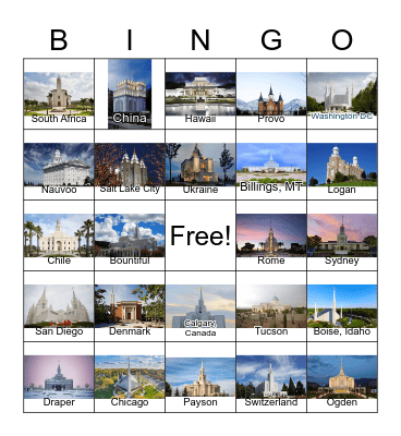 Temple BINGO Card