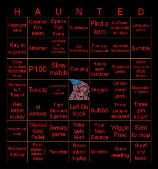 Dead By Daylight Bingo Card