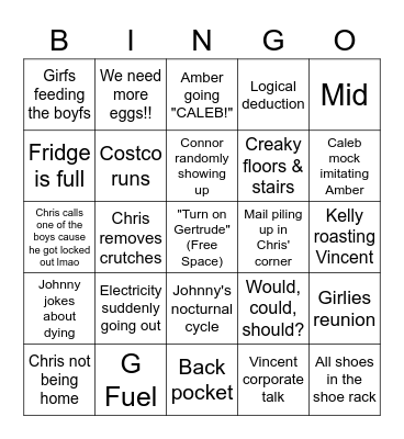Crackhouse Bingo Card
