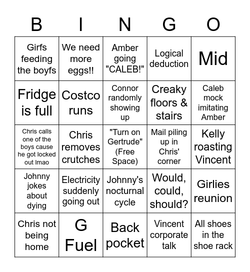 Crackhouse Bingo Card