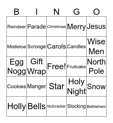 Holiday Bingo Card