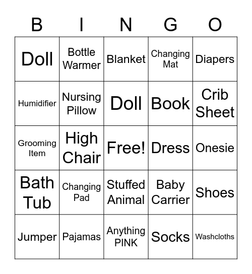 BABY Bingo Card