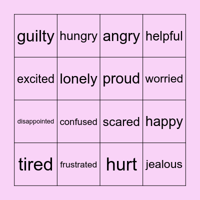 Feelings Bingo Card