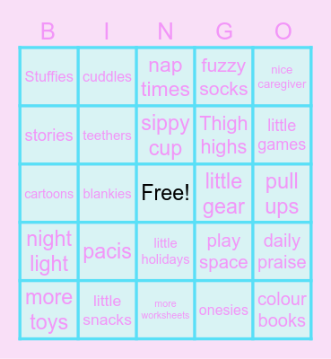 Things Little Me wants Bingo Card