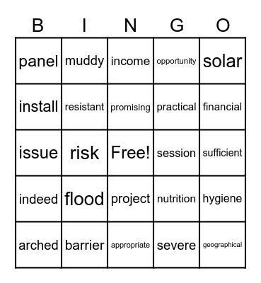 L2 voc Bingo Card