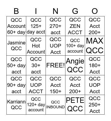 QCC BINGO Card