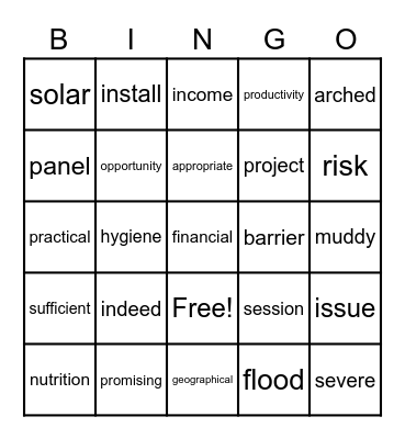 L2 voc Bingo Card