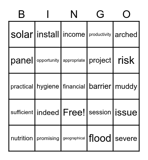 L2 voc Bingo Card