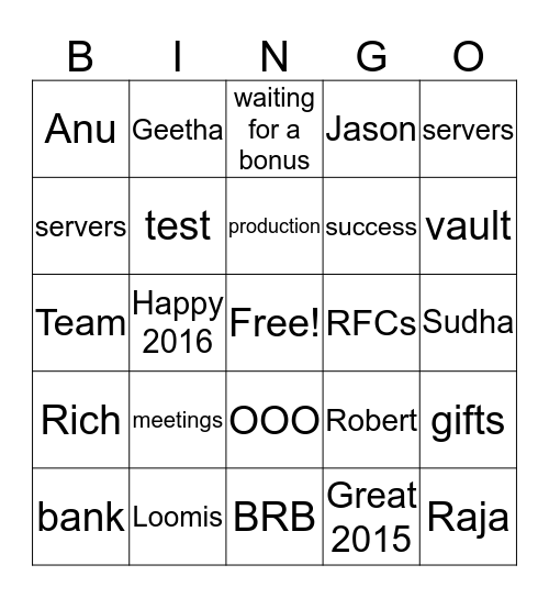 A day at Loomis Bingo Card