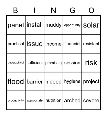 L2 voc Bingo Card