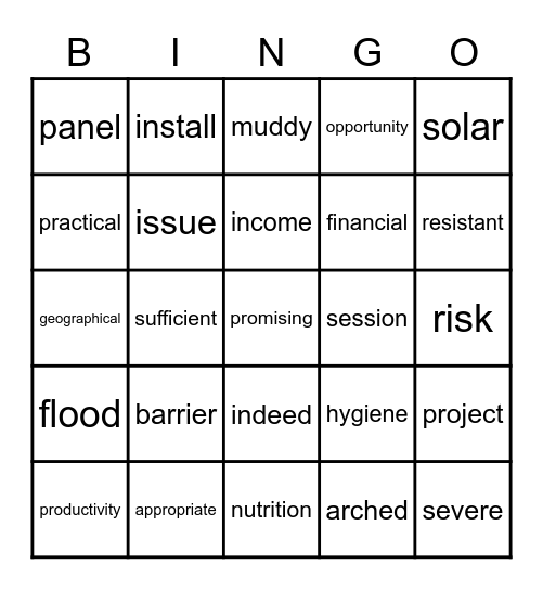 L2 voc Bingo Card