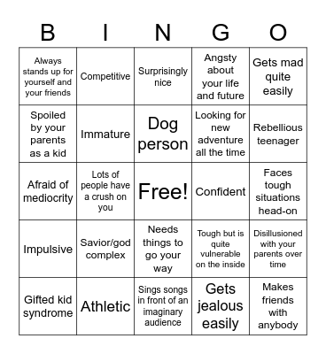 kinnie bingo #2 Bingo Card