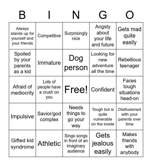 kinnie bingo #2 Bingo Card
