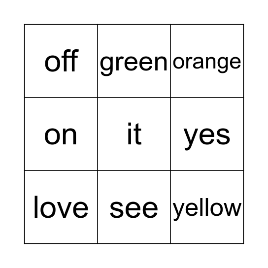 Sight words 1j Bingo Card