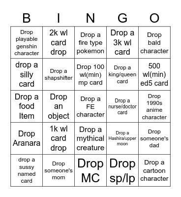 Destiny BINGO Card