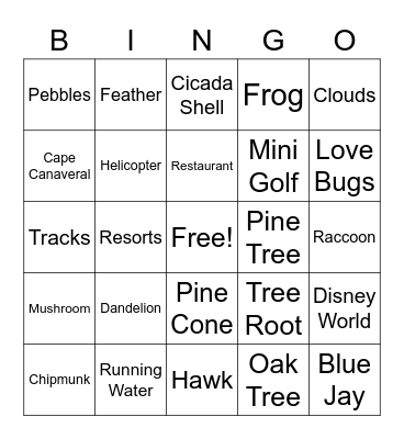 Embassy Suites Nature Walk Bingo Card