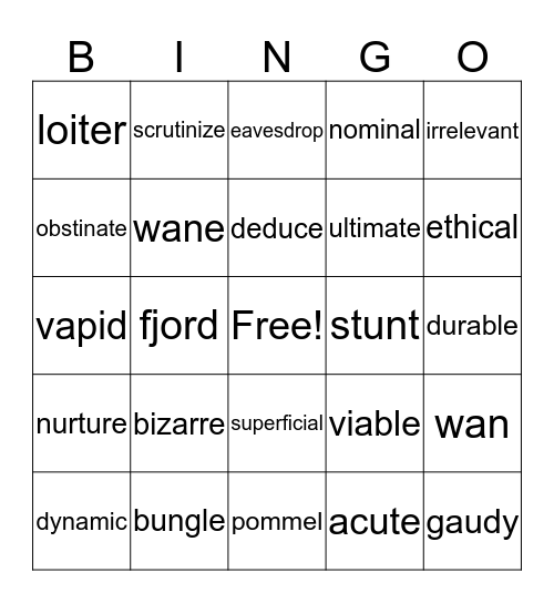 7th vocab bingo Card