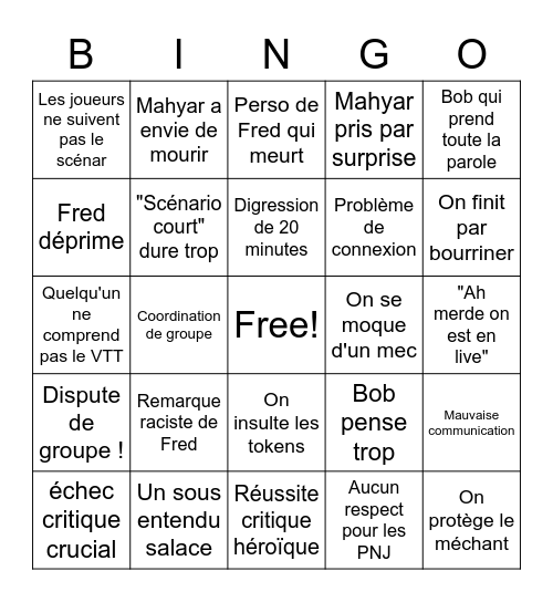 Live Aventures Bingo Card