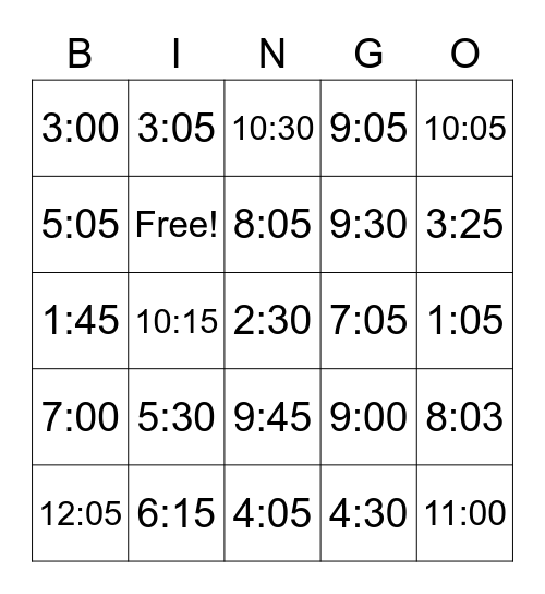 El tiempo Bingo Card