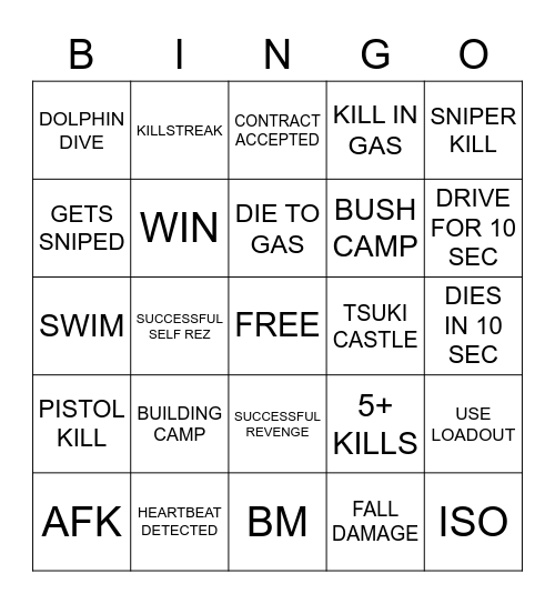 WARZONE BINGO Card