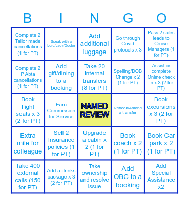 Cruise Customer Service Bingo Card