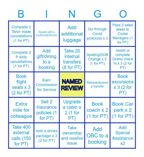 Cruise Customer Service Bingo Card