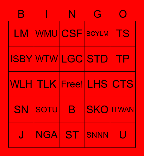 Andy - SOTU Bingo Card