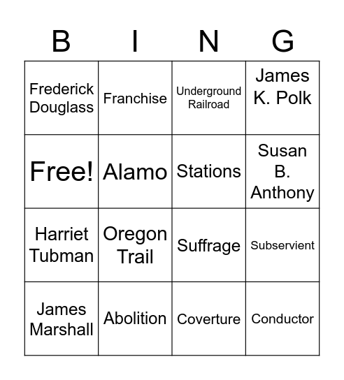 Warm Up - Tuesday Bingo Card