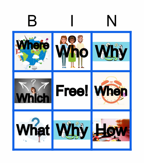 Wh Words Bingo Card