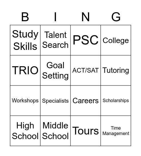 TRIO ETS Bingo Card