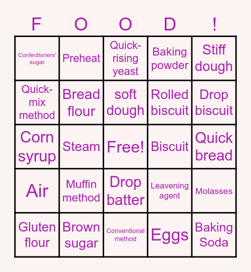 Chapter 44 & 45 - Foods Bingo Card