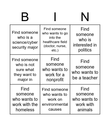 Careers that help people Bingo Card