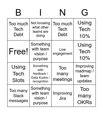 DP Team Time / Retro / Health Check Bingo Card
