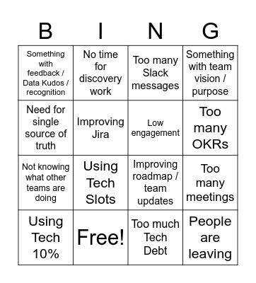 DP Team Time / Retro / Health Check Bingo Card
