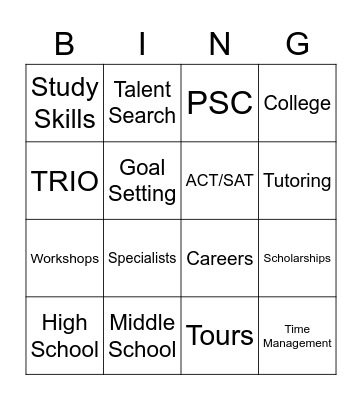 TRIO ETS Bingo Card