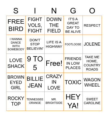 Family Appreciation SINGO Bingo Card