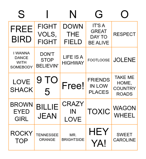 Family Appreciation SINGO Bingo Card
