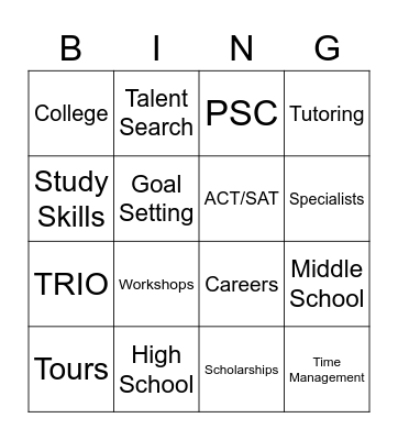 TRIO ETS Bingo Card