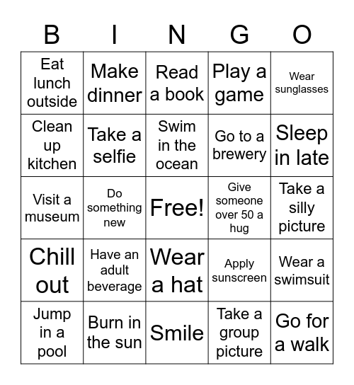 Spring Break 2023 Bingo Card