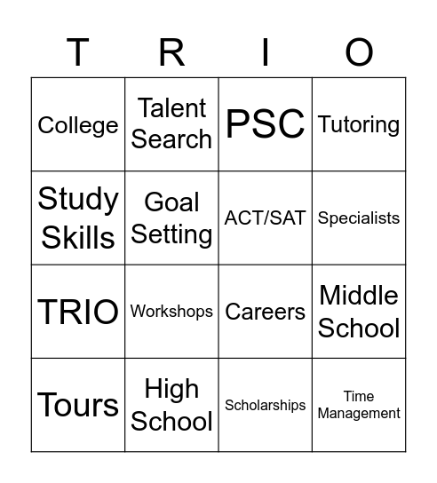 TRIO ETS Bingo Card