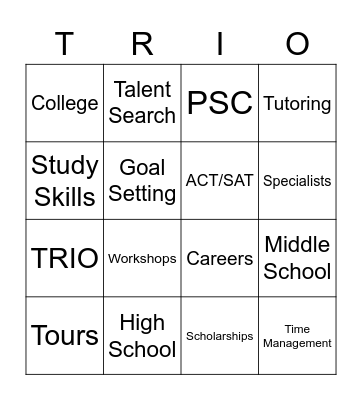 TRIO ETS Bingo Card