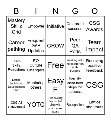 Year of the Coach Bingo Card