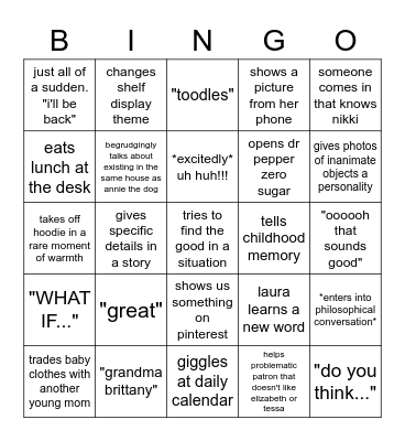 nikki bongo Bingo Card