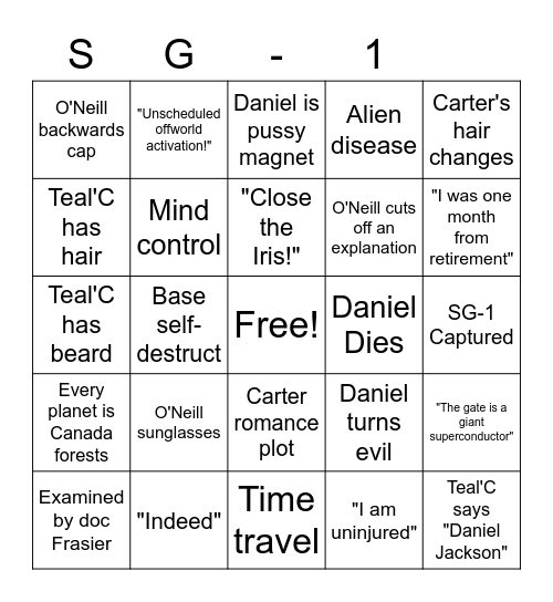 SG1 Rewatch Bingo Card