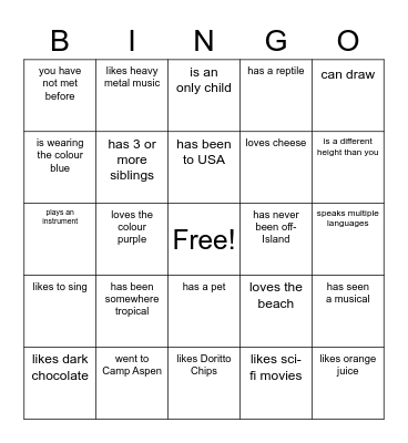 Find someone who... Bingo Card