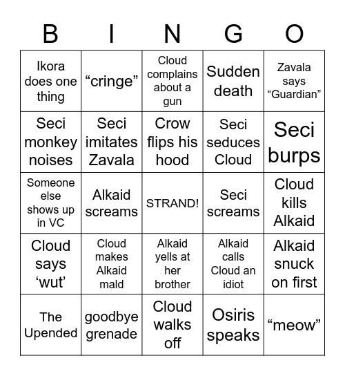 LIGHTFALL DROP Bingo Card