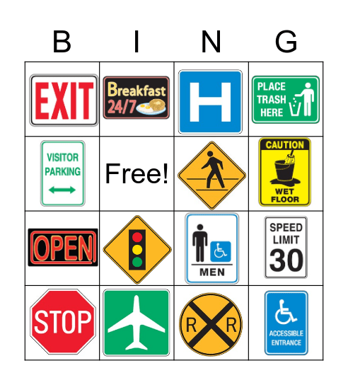 Community Signs unit 1-6 Bingo Card