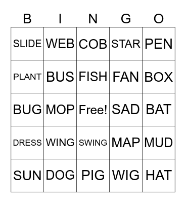 Vocabulary Bingo Card